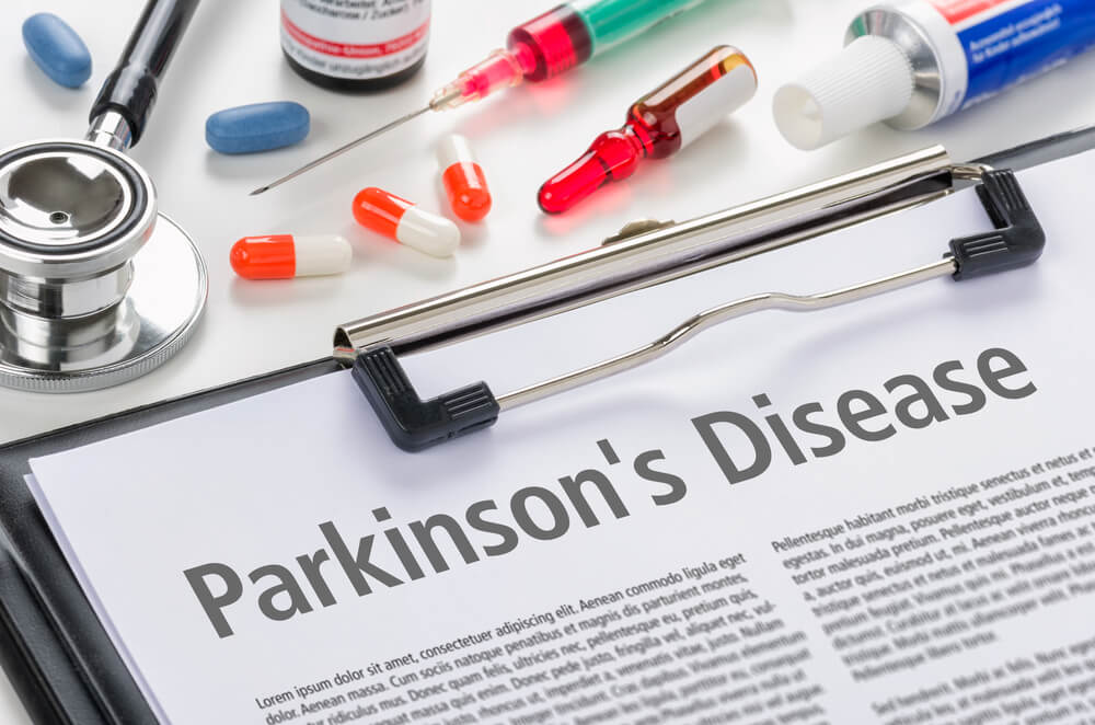 Parkinson's disease info sheet attached to a clip board