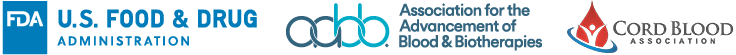 FDA, AABB and Cord Blood Association logos