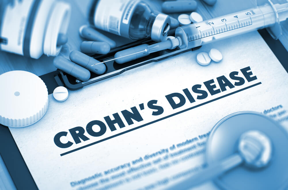 Crohn's disease info attached to a clipboard