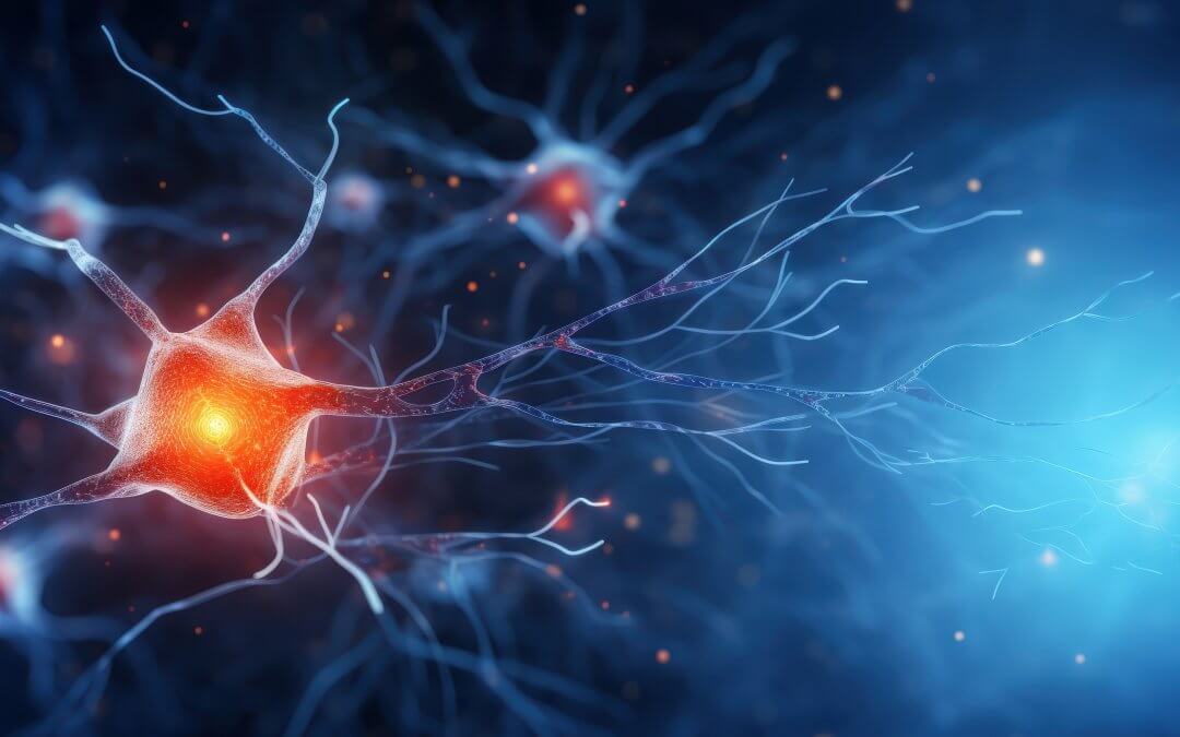 A 3D graphic of neurons and neves, illustrating chronic nerve pain